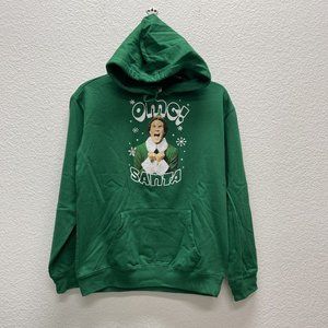 ELF Will Ferrell "OMG! SANTA!" Christmas Hoodie Adult MEDIUM Funny Sweatshirt